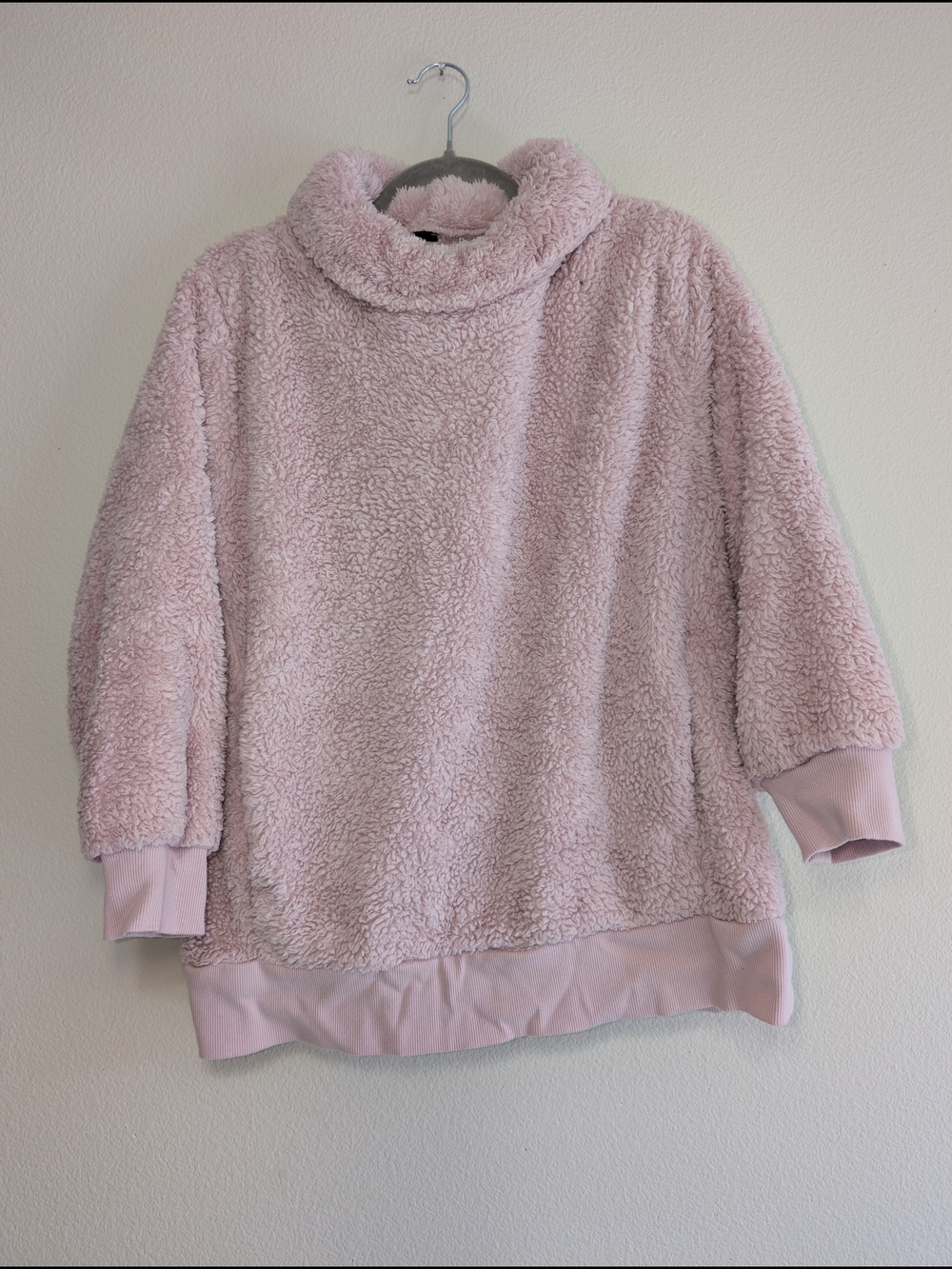 Cozy Plush Pullover Sweater Light Pink Women's Size L